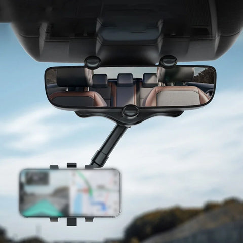 Support Phone Rearview Mirror – Adjustable Angle and Stable Mounting