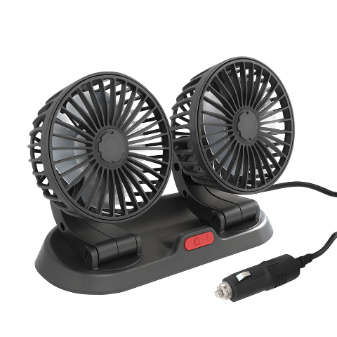 Automatisk ventilator med to hoveder - USB- eller cigartænderstrømforsyning