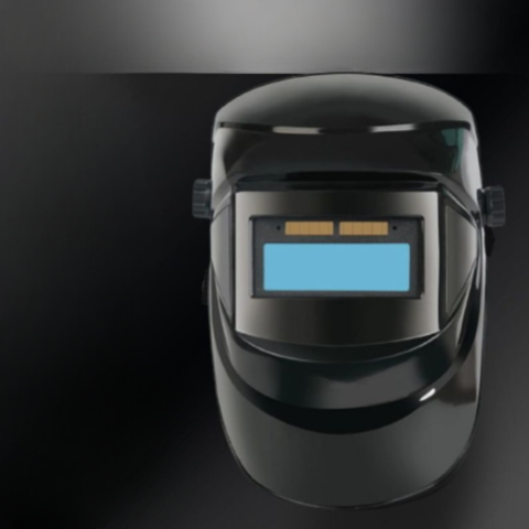 Maschera di saldatura auto-oscurante con lampada frontale 