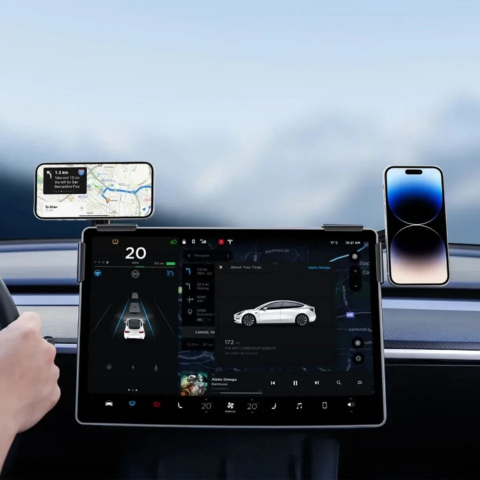 Support Telefonico Per Tesla — Fissaggio Magnetico E Ricarica Senza Fili 