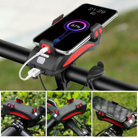Multifunktionell cykelbelysning – Horn och telefonhållare 