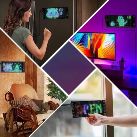 شاشة LED متحركة للسيارة - رسائل وإيموجي مخصصة 