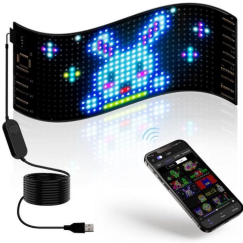 شاشة LED متحركة للسيارة - رسائل وإيموجي مخصصة 