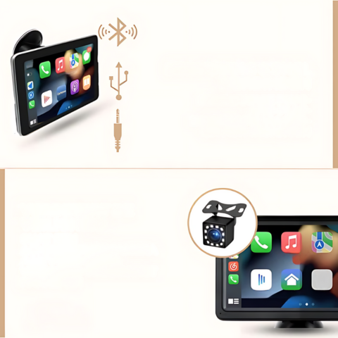 Multimediesystem for bil - HD-skjerm og trådløs CarPlay