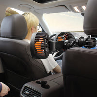 Ventilateur De Voiture Double Tête — Rechargeable Et Orientable