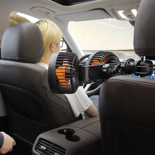 Ventilateur De Voiture Double Tête — Rechargeable Et Orientable