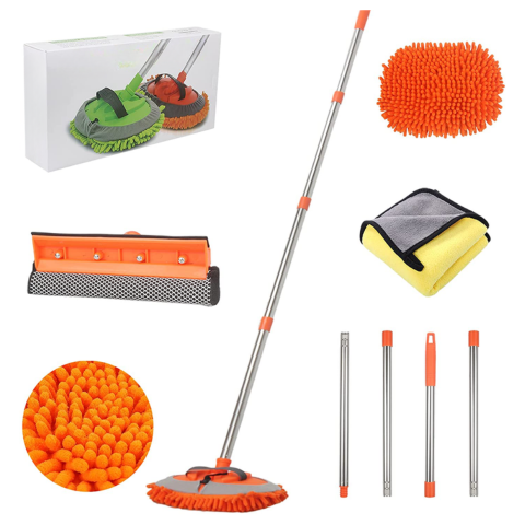 Multifunktionelt Bilvaskesæt — Justerbart håndtag & blød klud 