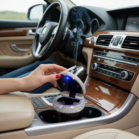 Brilantní mini popelník do auta - elegantní design a kouřotěsný uzávěr